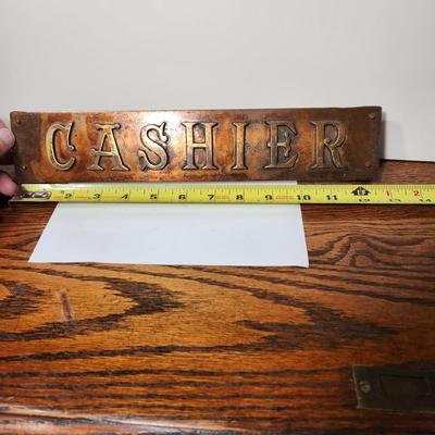 Vintage Metal CASHIER Easel Counter Sign 13"
