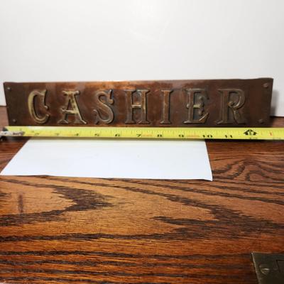 Vintage Metal CASHIER Easel Counter Sign 13"