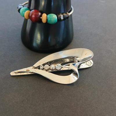 Boho Beaded Bracelet & Rhinestone Calla Lily Barrette – Jewelry Lot