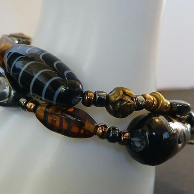 3 Fashion Bracelets – Mixed Beads & Gunmetal Dangles