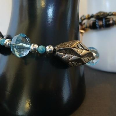 3 Fashion Bracelets – Mixed Beads & Gunmetal Dangles