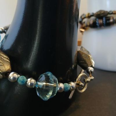 3 Fashion Bracelets – Mixed Beads & Gunmetal Dangles