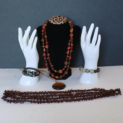 Boho Hippie Jewelry Lot – Wood, Seed, Shell & Glass Beads