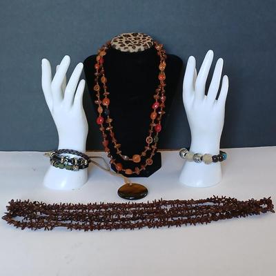 Boho Hippie Jewelry Lot – Wood, Seed, Shell & Glass Beads