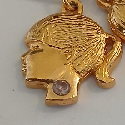 Vintage Gold-Tone Jewelry Lot – Heart Locket, “Grandma” Charm Necklace, and Textured Cuff Bracelet