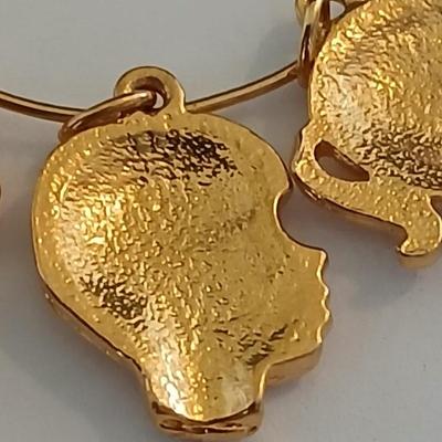 Vintage Gold-Tone Jewelry Lot – Heart Locket, “Grandma” Charm Necklace, and Textured Cuff Bracelet