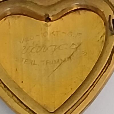 Vintage Gold-Tone Jewelry Lot – Heart Locket, “Grandma” Charm Necklace, and Textured Cuff Bracelet