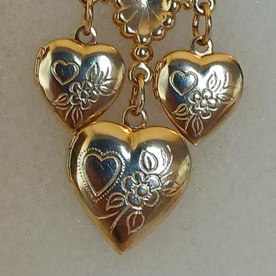 Lot of Vintage Gold-Tone Heart Jewelry – Necklaces, Earrings, Lockets & Bracelet