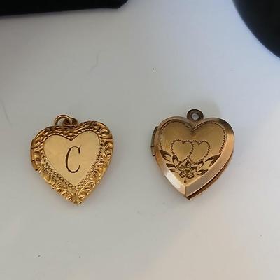 Lot of Vintage Gold-Tone Heart Jewelry – Necklaces, Earrings, Lockets & Bracelet