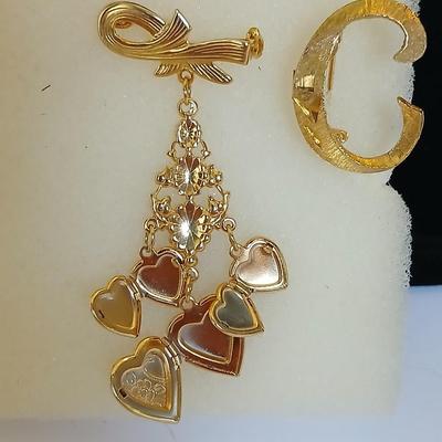 Lot of Vintage Gold-Tone Heart Jewelry – Necklaces, Earrings, Lockets & Bracelet