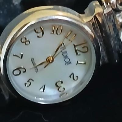 Studio Time Gold-Tone Quartz Watch & Etched spoon Panel Bracelet with Heart Cross Charm