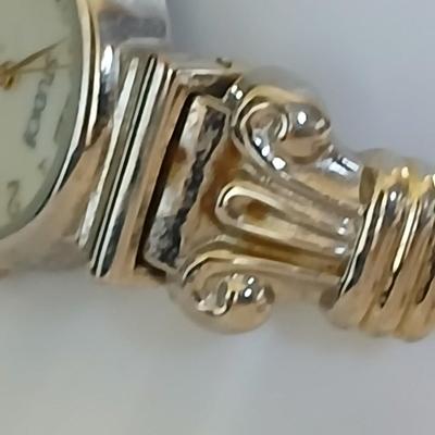 Studio Time Gold-Tone Quartz Watch & Etched spoon Panel Bracelet with Heart Cross Charm