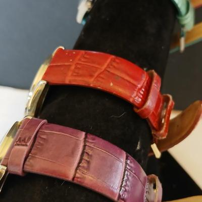 "Gossip" Brand Quartz Fashion Watches – Pink, Teal, Red & Purple Croc-Style Bands