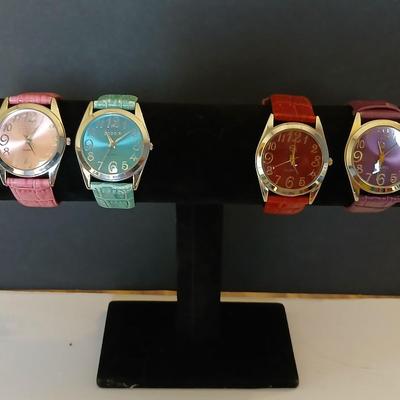 "Gossip" Brand Quartz Fashion Watches – Pink, Teal, Red & Purple Croc-Style Bands