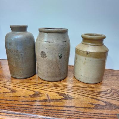 3 Vintage Stoneware Crocks 1 C & B England Decor