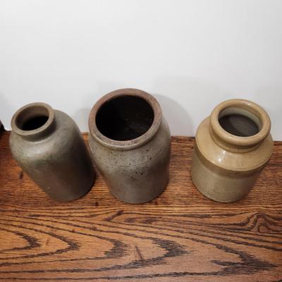 3 Vintage Stoneware Crocks 1 C & B England Decor