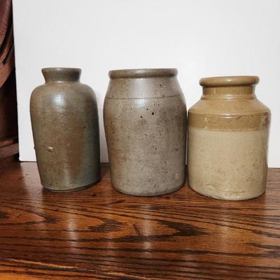3 Vintage Stoneware Crocks 1 C & B England Decor