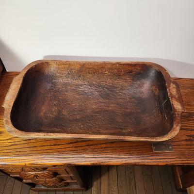 Antique Primitive Wooden Dough Bowl 20x11x4