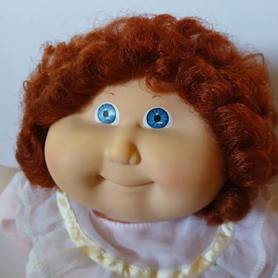 Vintage Cabbage Patch Kids Girl Doll – Red Hair, Blue Eyes – Green Signature – Coleco