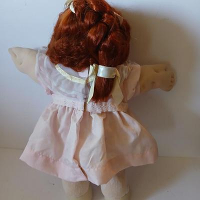 Vintage Cabbage Patch Kids Girl Doll – Red Hair, Blue Eyes – Green Signature – Coleco