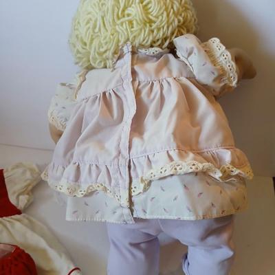 Vintage Cabbage Patch Kids Girl Doll – Blonde Yarn Hair, Blue Eyes – Red Dress Set – Coleco