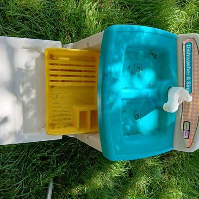 Vintage Little Tikes & Step2 Pretend Play Kitchen Appliance Lot – Fridge, Stove, Sink/ Dishwasher, Ironing Board