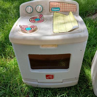 Vintage Little Tikes & Step2 Pretend Play Kitchen Appliance Lot – Fridge, Stove, Sink/ Dishwasher, Ironing Board