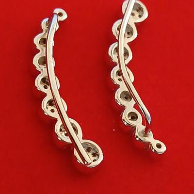 Graduated Diamond Ear Climber Earrings – Sterling Silver, 1/5ct TW