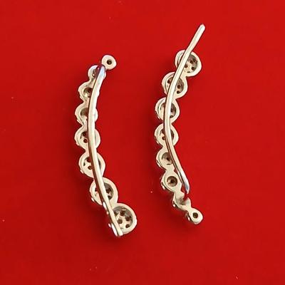 Graduated Diamond Ear Climber Earrings – Sterling Silver, 1/5ct TW
