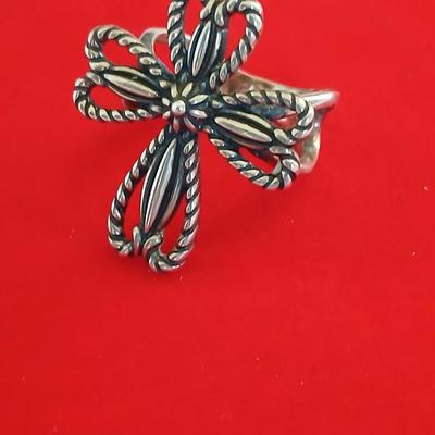 Carolyn Pollack Relios Sterling Silver Cross Ring – Rope Design Size 5