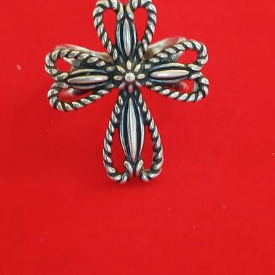 Carolyn Pollack Relios Sterling Silver Cross Ring – Rope Design Size 5