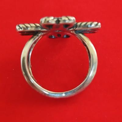 Carolyn Pollack Relios Sterling Silver Cross Ring – Rope Design Size 5