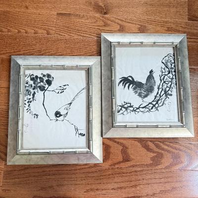 LOT 208L: Two Framed Ink Drawings