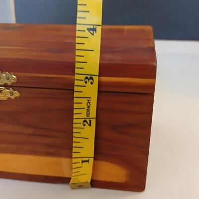 Lot of 2 Vintage Wooden Jewelry Boxes – Cedar & Glass Door Armoire