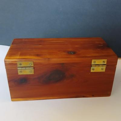 Lot of 2 Vintage Wooden Jewelry Boxes – Cedar & Glass Door Armoire