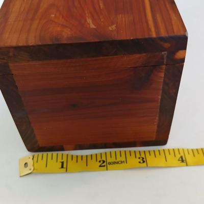 Lot of 2 Vintage Wooden Jewelry Boxes – Cedar & Glass Door Armoire