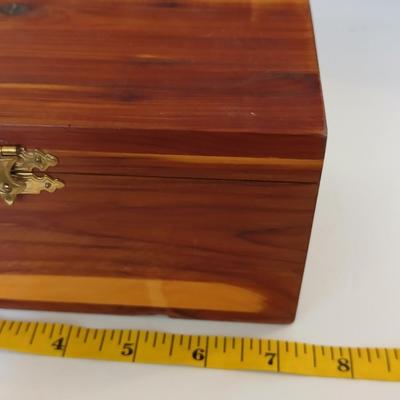 Lot of 2 Vintage Wooden Jewelry Boxes – Cedar & Glass Door Armoire