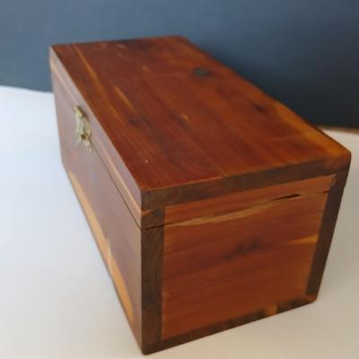 Lot of 2 Vintage Wooden Jewelry Boxes – Cedar & Glass Door Armoire