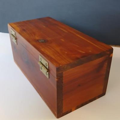 Lot of 2 Vintage Wooden Jewelry Boxes – Cedar & Glass Door Armoire