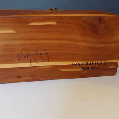 Lot of 2 Vintage Wooden Jewelry Boxes – Cedar & Glass Door Armoire