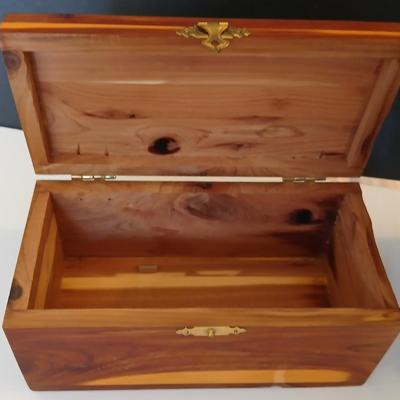 Lot of 2 Vintage Wooden Jewelry Boxes – Cedar & Glass Door Armoire