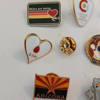 Lot of Enamel Lapel Pins + and an American red, white and blue necklace Just in time for the 4th of July!