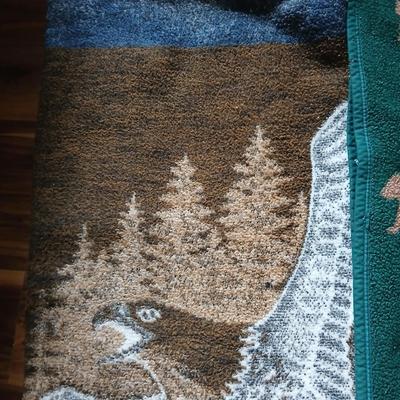 4 Reversible Lodge & Cabin-Themed Throw Blankets – Southwestern Train, Moose, Eagle and Deer Patterns