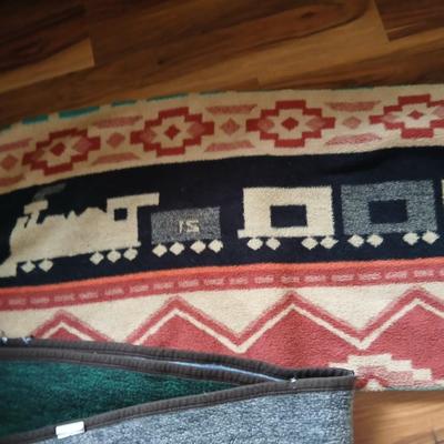4 Reversible Lodge & Cabin-Themed Throw Blankets – Southwestern Train, Moose, Eagle and Deer Patterns