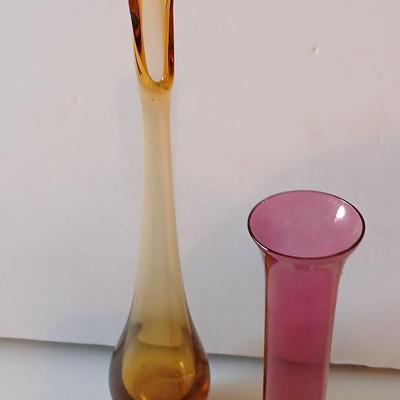 Vintage Vase Collection - Amber Swung glass vase = Pottery Craft USA Floral Vase and others