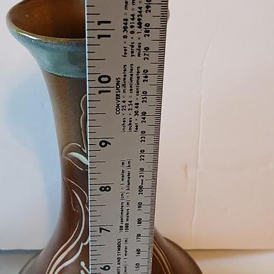 Vintage Vase Collection - Amber Swung glass vase = Pottery Craft USA Floral Vase and others