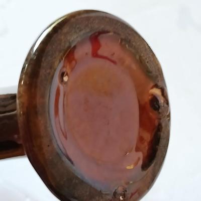 Vintage Vase Collection - Amber Swung glass vase = Pottery Craft USA Floral Vase and others