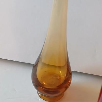 Vintage Vase Collection - Amber Swung glass vase = Pottery Craft USA Floral Vase and others