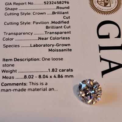GIA LAB CREATED MOISSANITE 1.82 CTS