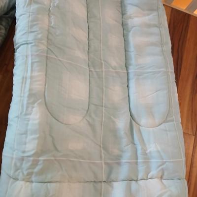 Queen Reversible Comforters – Light Blue Satin & Quilted Set (2 Pieces)
